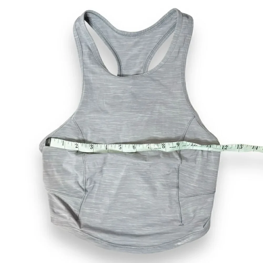 Lululemon Power Thru Crop Tank Top Heathered Rhino Grey Racerback Women's Size 4